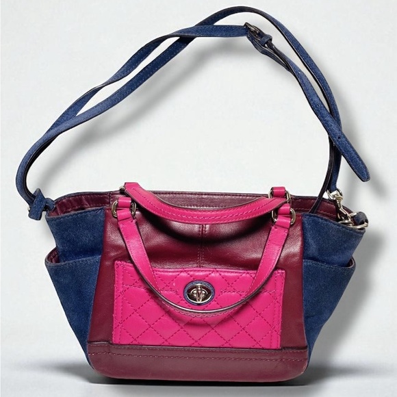 Coach Park Quilted Color Block Mini Tote Crossbody Bag style number F49865 - Picture 1 of 10